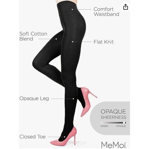 MeMoi Women's Cozy Brooklyn Flat Knit Sweater Tights, Black Size S/M - Picture 5 of 7